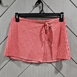 Shade & Shore Red Checkered Bathing Suit Bottom